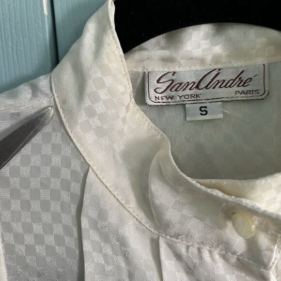 San Andre Vintage Button Up Blouse Small Castle Edwardian Pirate Bishop Sleeve - Picture 3 of 12